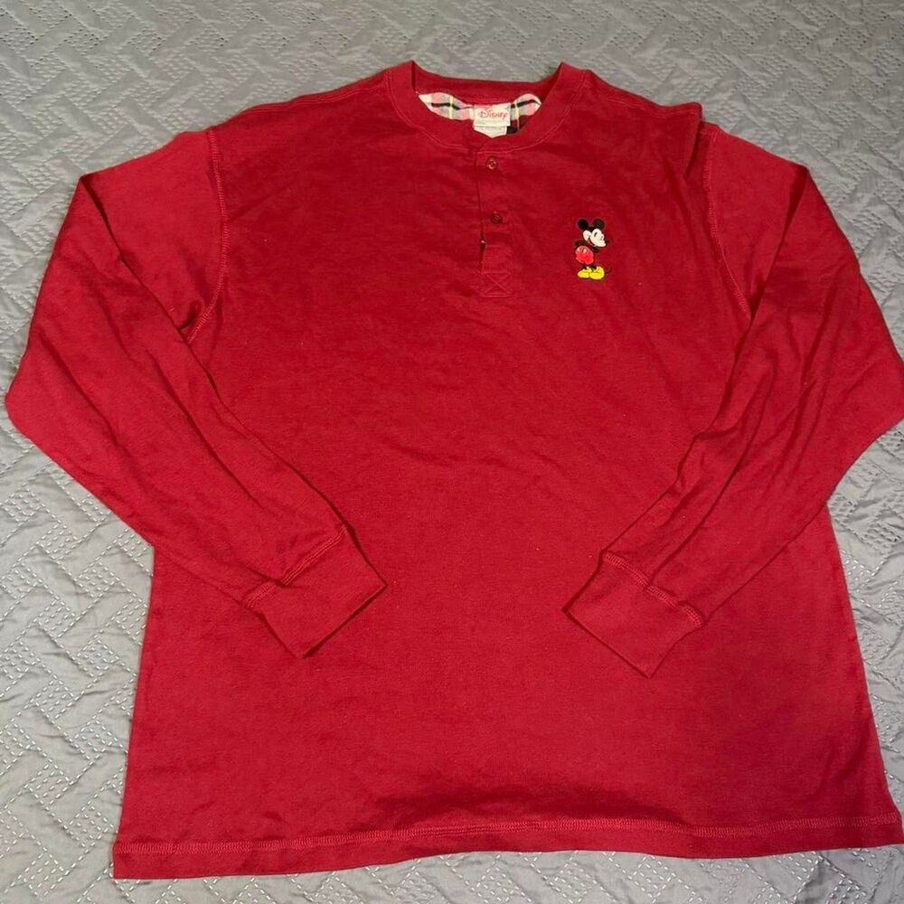 Vintage 90s Mickey Mouse Disney Embroidered long sleeve Henley